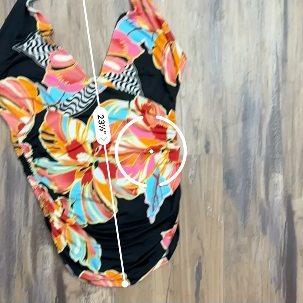 VTG Y2K 2000s Tropical Floral Hibiscus Flower Colorful Halter Tank Top - Picture 7 of 7